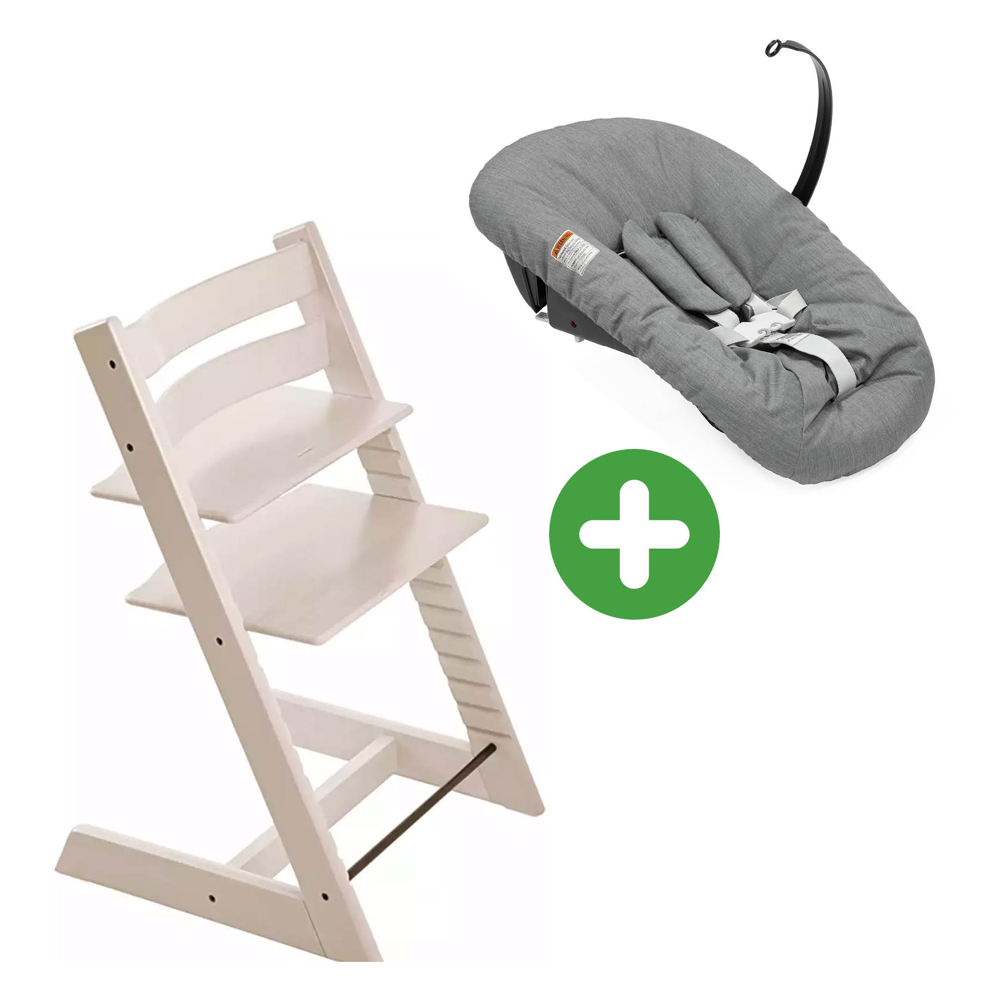 Set Tripp Trapp® Whitewash mit Newborn Set Deep Grey STOKKE Weiß 9000000000788 1