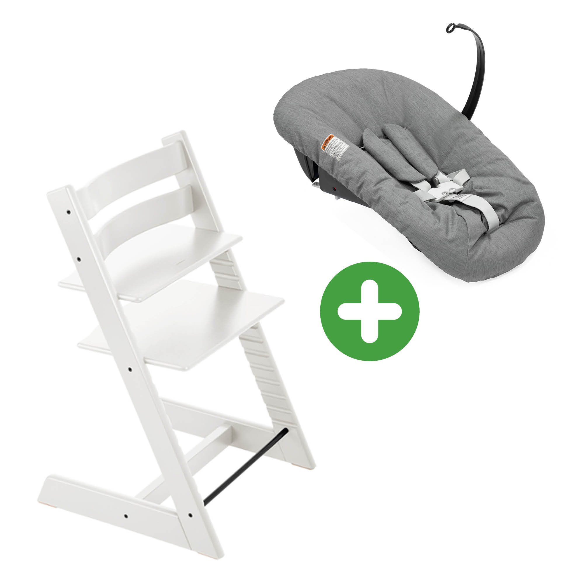 Set Tripp Trapp® White mit Newborn Set Deep Grey STOKKE Weiß 9000000000789 1