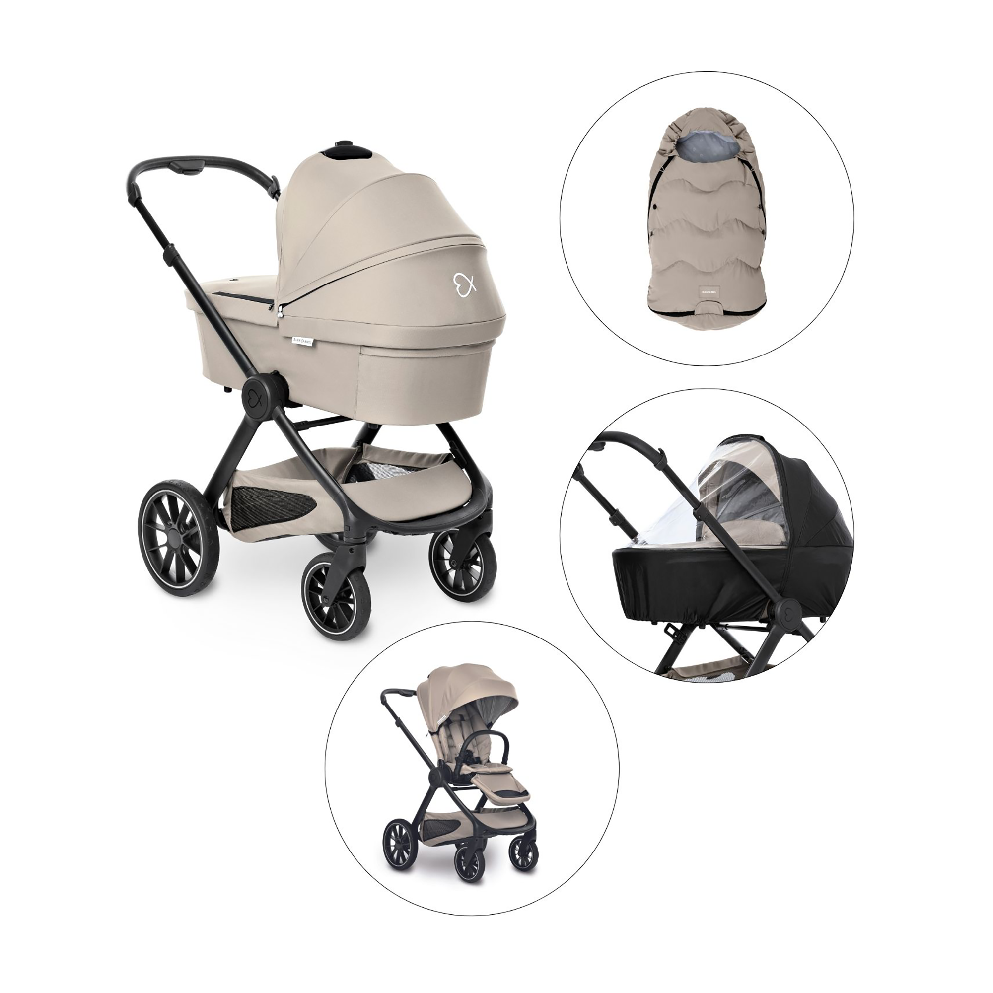 Winterset ELSA & EMIL Kängurubeige mit Kinderwagen, Regenverdeck und Fußsack Maxi ELSA & EMIL Beige 9000000000778 1