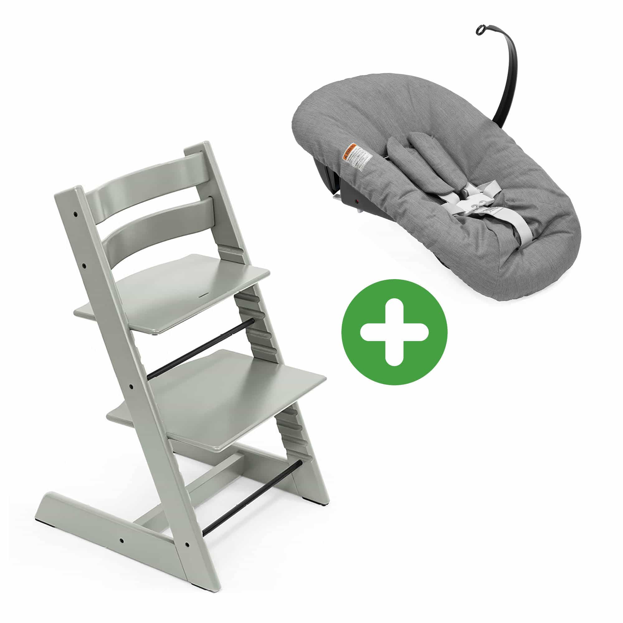 Set Tripp Trapp® Glacier Green mit Newborn Set Deep Grey STOKKE Grau 9000000000798 1